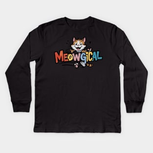 Meowgical | Cat Loving Vibes | T Shirt Design Kids Long Sleeve T-Shirt